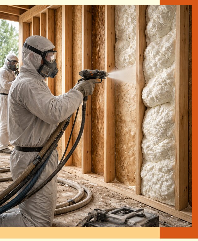 Утепление каркасного дома ППУ в Югорске от 2859 руб./м2 — работа под ключ | ТепломастерЮгр