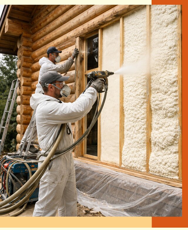 Утепление деревянного дома ППУ в Югорске от 4289 руб/м2 | ТепломастерЮгр — под ключ