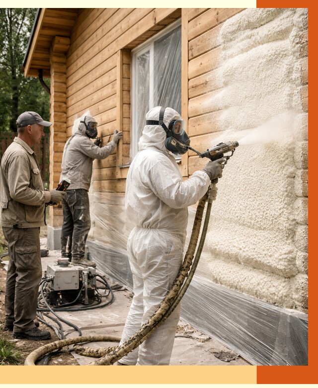 Утепление дома из бруса ППУ в Югорске от 3931 руб/м2 под ключ | ТепломастерЮгр