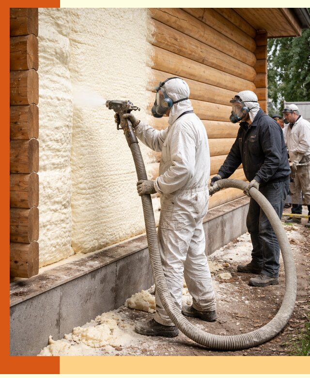 Утепление дома из бруса пенополиуретаном в Югорске