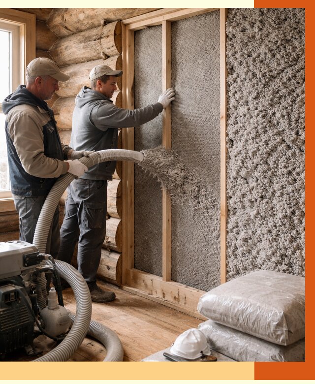 Утепление бревенчатого дома эковатой в Югорске от 2808 руб. | ТепломастерЮгр