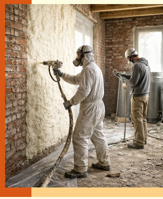 Утепление кирпичного дома пенополиуретаном в Югорске