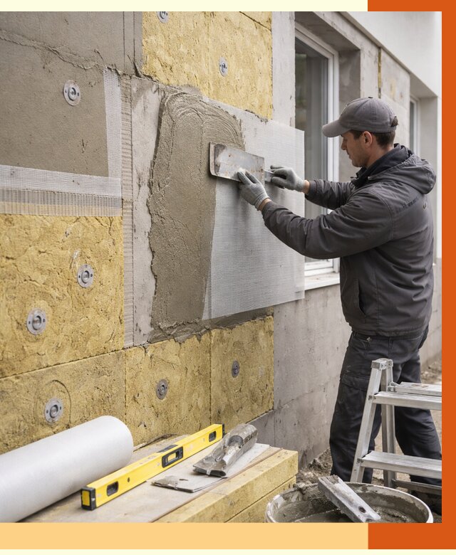 Утепление фасада под штукатурку в Югорске от 4289 руб/м2 — монтаж пенопластом и минватой | ТепломастерЮгр