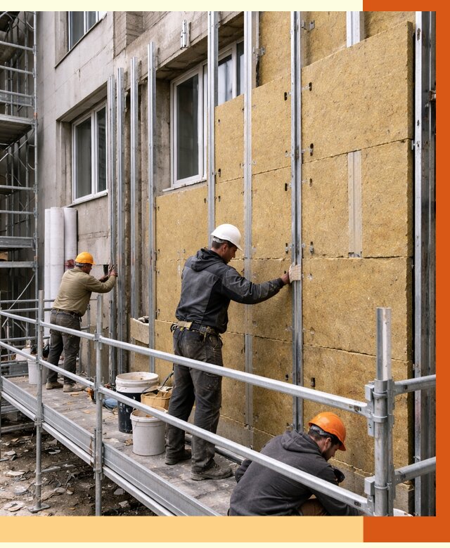 Утепление вентилируемого фасада в Югорске от 5718 руб/м2 — монтаж и утепление вентфасад | ТепломастерЮгр