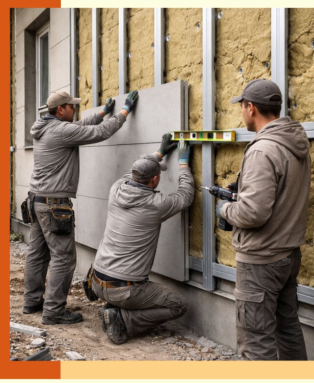 Утепление вентилируемого фасада под ключ в Югорске