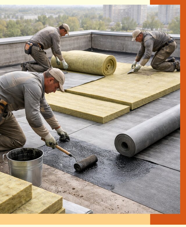 Утепление плоской крыши в Югорске от 7352 руб./м2 под ключ | ТепломастерЮгр