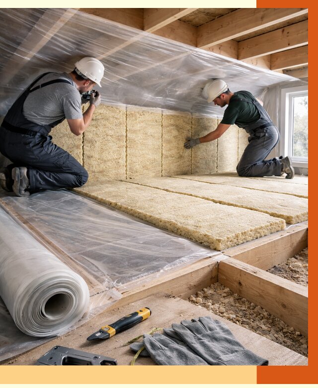 Утепление перекрытий в Югорске от 2910 руб/м2 — утепление межэтажных и чердачных | ТепломастерЮгр