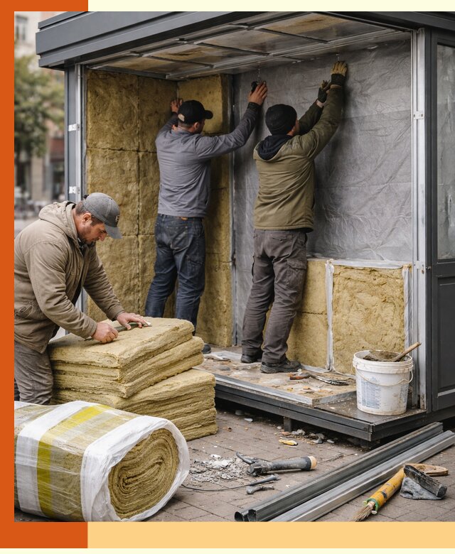 Утепление павильона шаурмы под ключ в Югорске