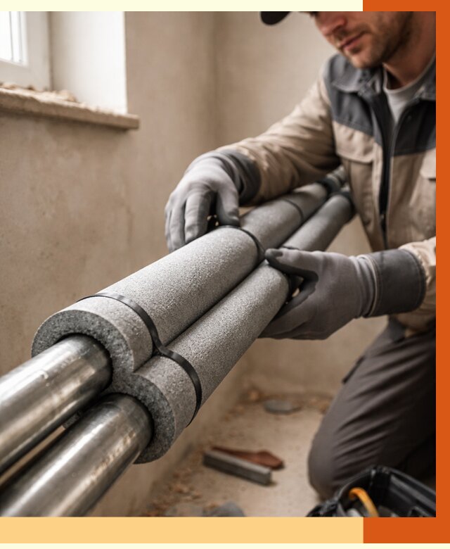 Утепление труб отопления в Югорске от 2910 руб. за м² — услуги под ключ | ТепломастерЮгр