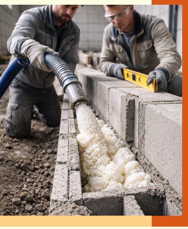 Заполнение колодцевой кладки ППУ в Югорске от 4289 руб. за м2 | ТепломастерЮгр