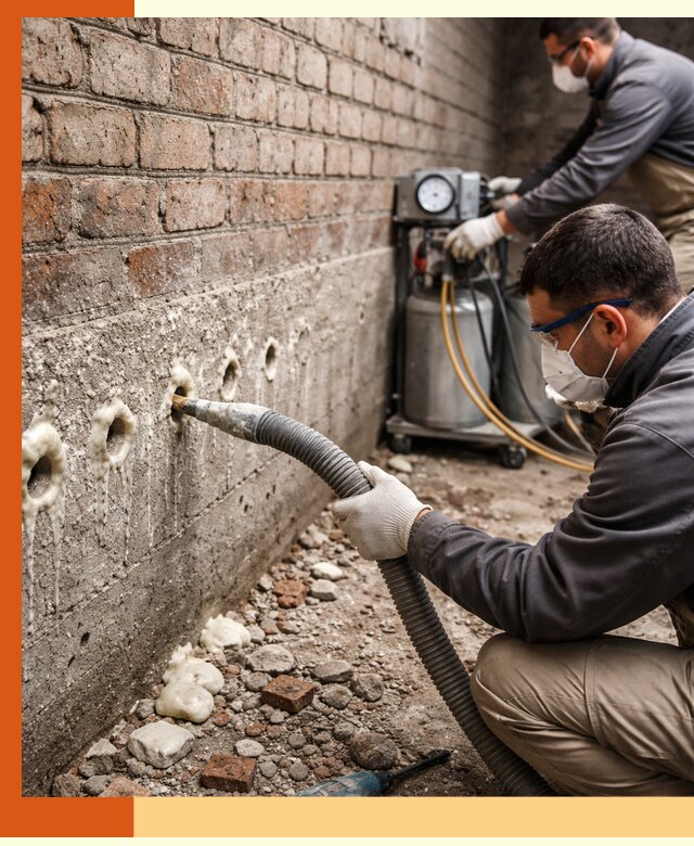 Заполнение колодцевой кладки ППУ в Югорске быстро и герметично