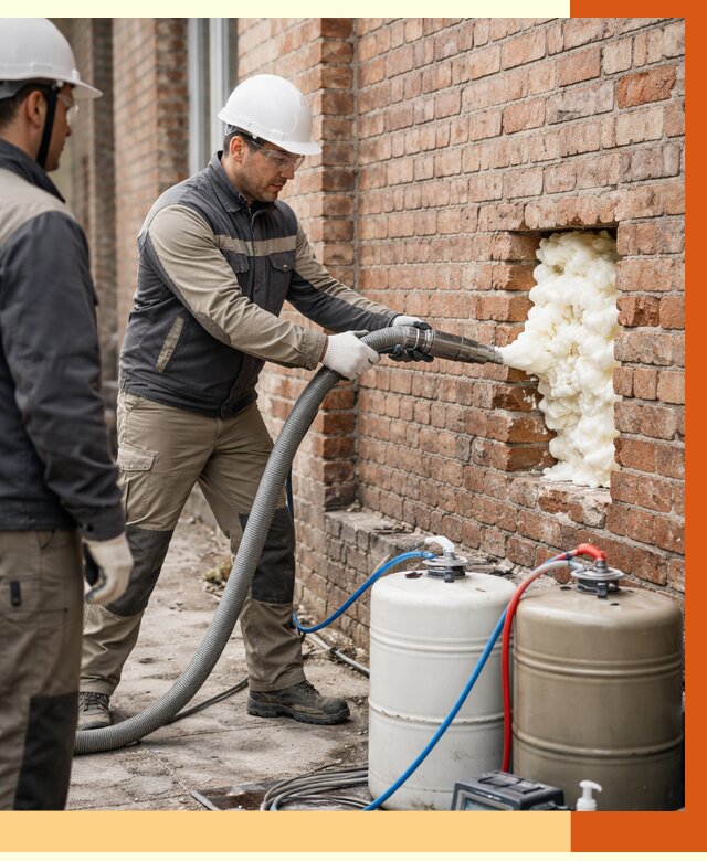 Заливка ППУ в пустоты кирпичной стены в Югорске от 2808 руб. | ТепломастерЮгр