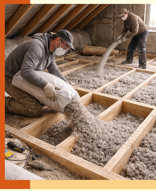 Заполнение полостей чердачного перекрытия в Югорске качественно и надёжно