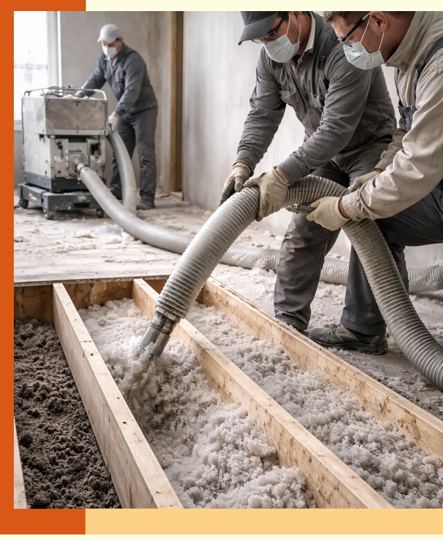 Заполнение полостей межэтажного перекрытия в Югорске эффективно и герметично