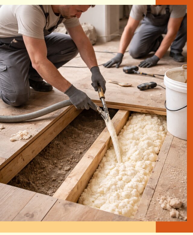Заполнение пустот пола в Югорске от 2757 руб. — утепление пустот пола под ключ | ТепломастерЮгр