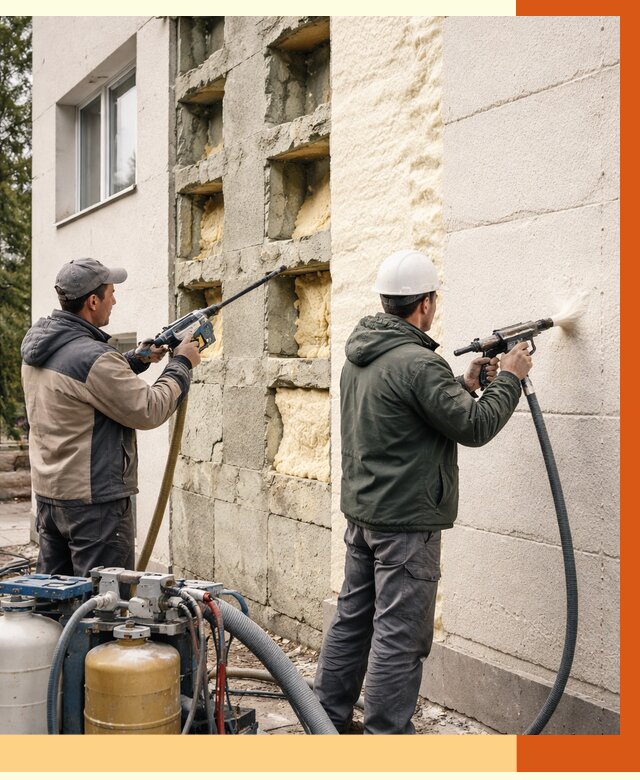 Заполнение пустот фасада в Югорске от 4595 руб. — утепление пустот облицовки | ТепломастерЮгр