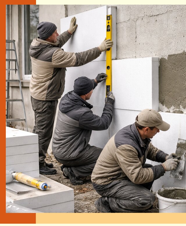 Утепление пенопластом наружных стен и фасадов в Югорске