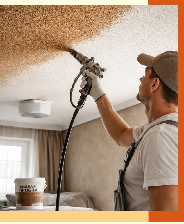 Утепление потолка жидкой пробкой в Югорске от 3574 руб. | ТепломастерЮгр