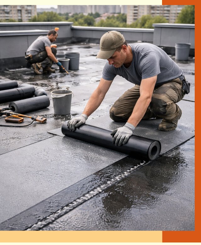 Гидроизоляция плоской кровли в Югорске от 4595 руб./м2 — профессионально | ТепломастерЮгр