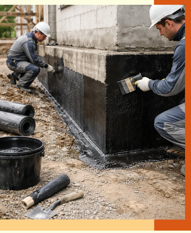 Гидроизоляция фундамента в Югорске от 1276 руб. — профессионально, под ключ | ТепломастерЮгр