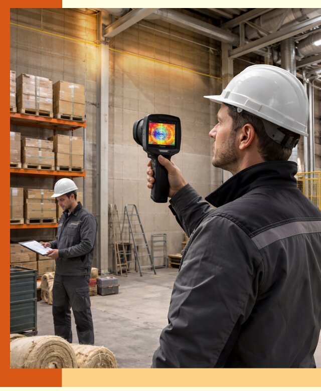 Тепловизионное обследование склада и выявление утечек в Югорске