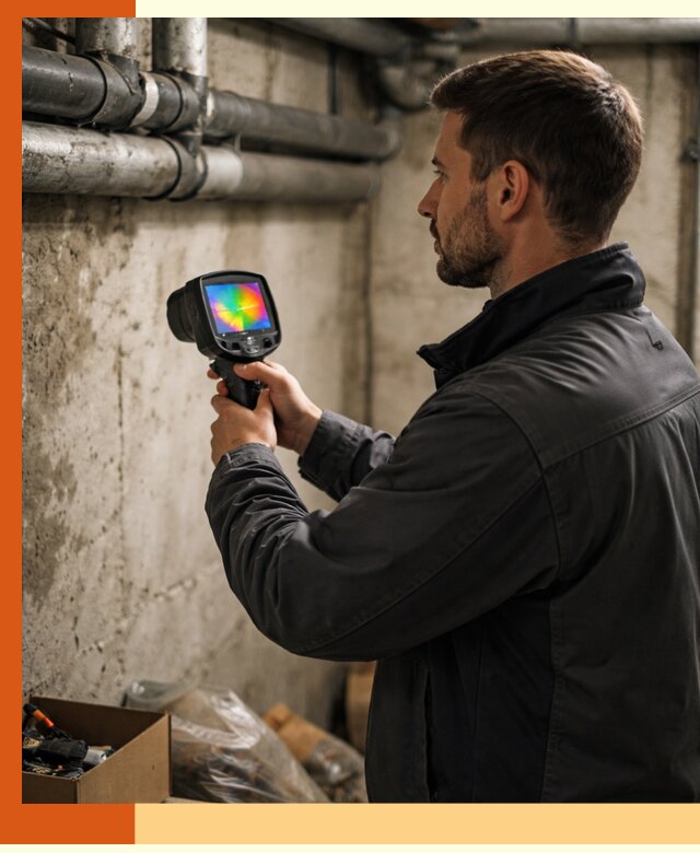 Тепловизионное обследование подвала в Югорске для поиска утечек тепла