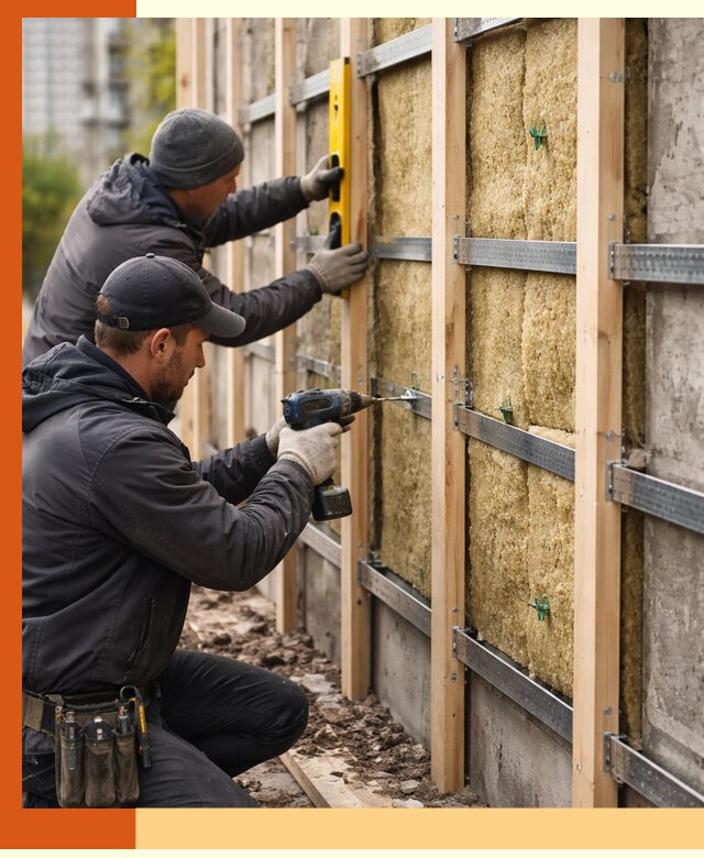 Монтаж обрешетки под утепление зданий и квартир в Югорске